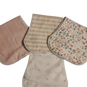 Cute Baby Burp Cloth Set with Floral, Owls, and Striped Patterns
